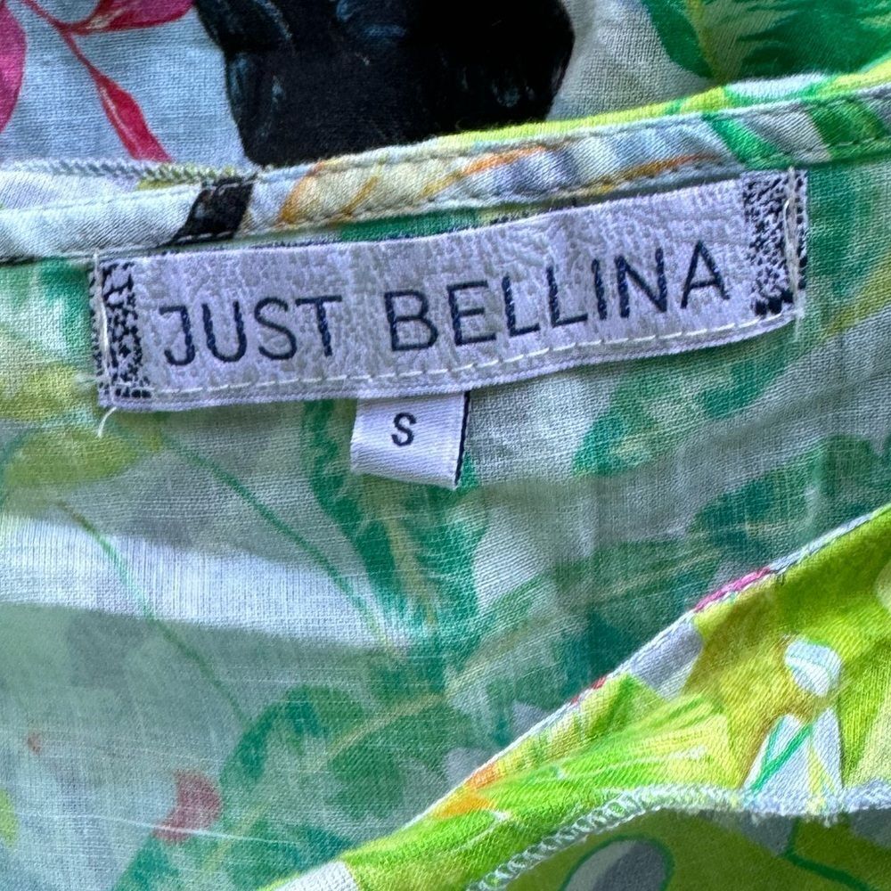 Just Bellina Vanvas Mariko Flutter Maxi Dress Lime Tropical Toucan S View 5